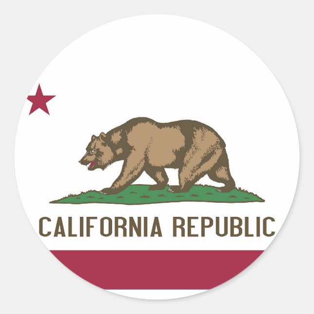 Adesivo Redondo Sticker with Flag of California (Frente)
