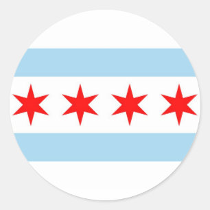 Adesivo Redondo Sticker with Flag of Chicago