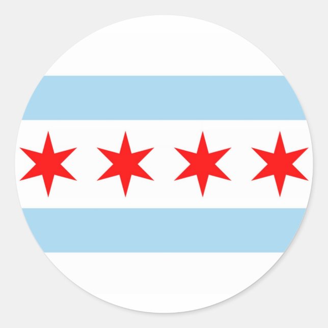 Adesivo Redondo Sticker with Flag of Chicago (Frente)