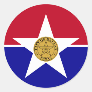 Adesivo Redondo Sticker with Flag of Dallas, EUA
