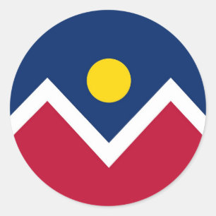 Adesivo Redondo Sticker with Flag of Denver, Colorado