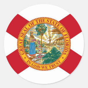 Adesivo Redondo Sticker with Flag of Florida