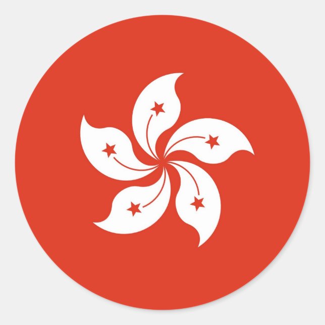 Adesivo Redondo Sticker with Flag of Hong Kong, China (Frente)