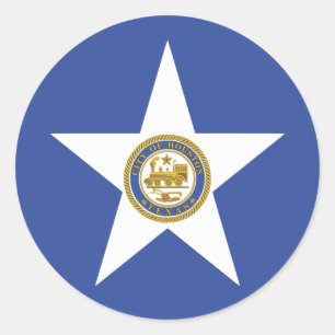 Adesivo Redondo Sticker with Flag of Houston, EUA