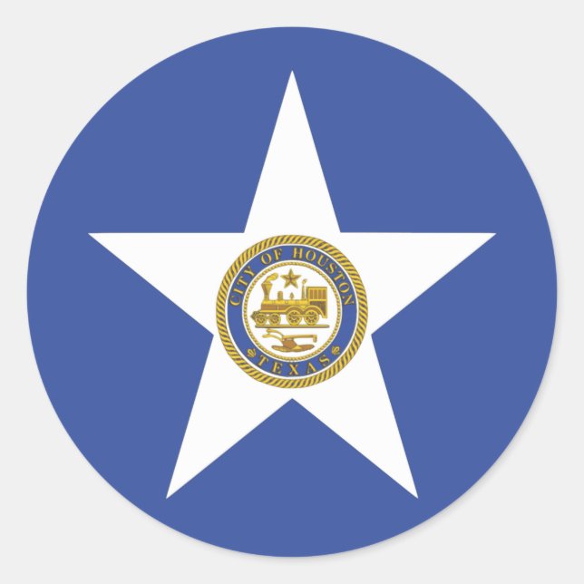 Adesivo Redondo Sticker with Flag of Houston, EUA (Frente)