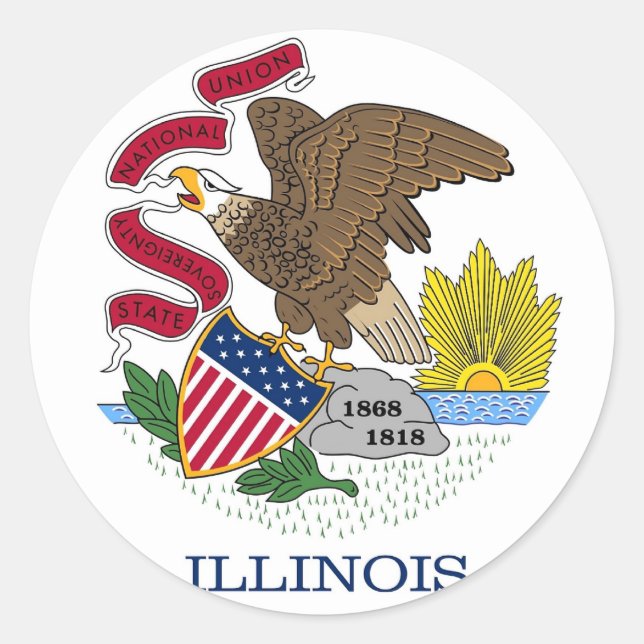 Adesivo Redondo Sticker with Flag of Illinois (Frente)