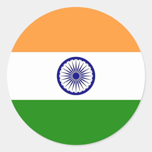 Adesivo Redondo Sticker with Flag of India (Frente)