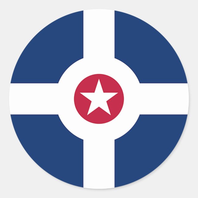 Adesivo Redondo Sticker with Flag of Indianapolis, EUA (Frente)