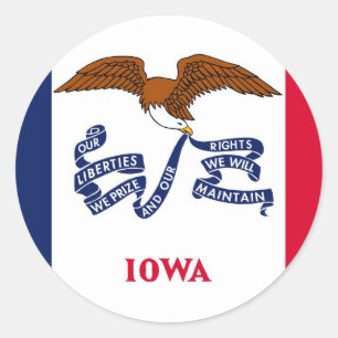 Adesivo Redondo Sticker with Flag of Iowa