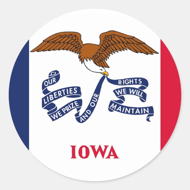 Adesivo Redondo Sticker with Flag of Iowa (Frente)