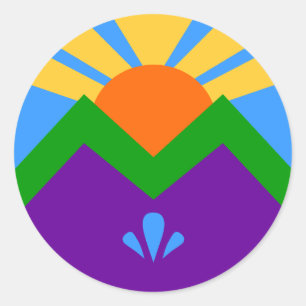 Adesivo Redondo Sticker with Flag of Manitou Primavera, Colorado