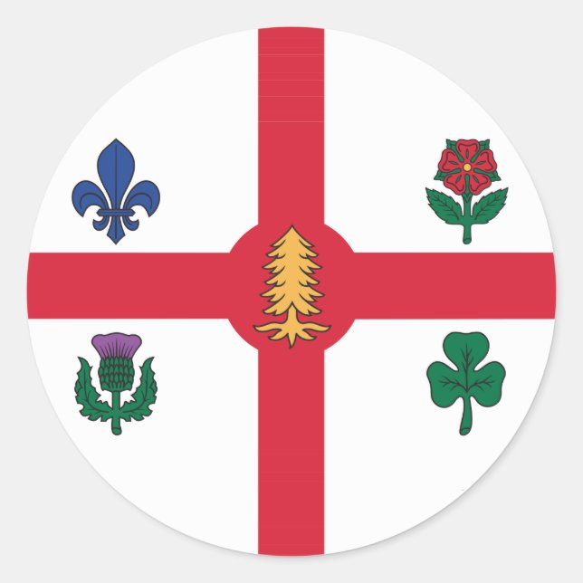 Adesivo Redondo Sticker with Flag of Montreal, Canada (Frente)