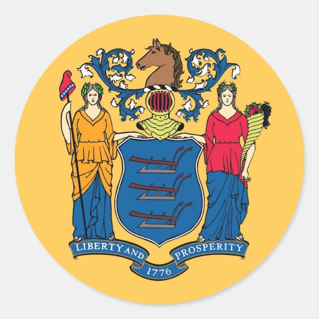 Adesivo Redondo Sticker with Flag of New Jersey (Frente)