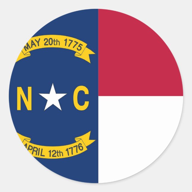 Adesivo Redondo Sticker with Flag of North Carolina (Frente)