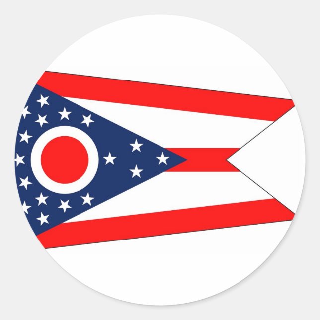 Adesivo Redondo Sticker with Flag of Ohio (Frente)