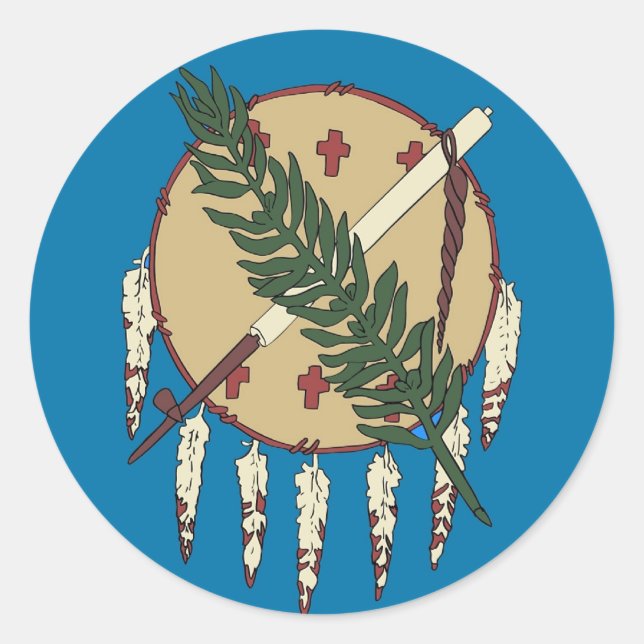 Adesivo Redondo Sticker with Flag of Oklahoma (Frente)