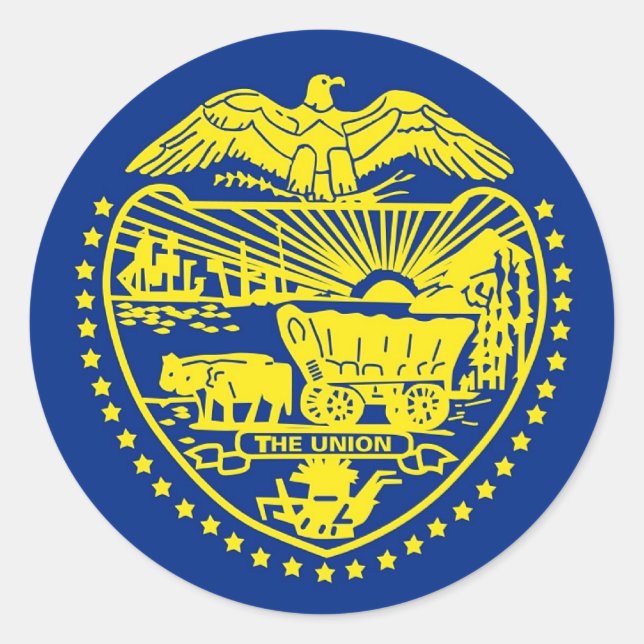 Adesivo Redondo Sticker with Flag of Oregon (Frente)