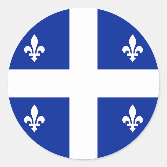 Adesivo Redondo Sticker with Flag of Quebec, Canadá (Frente)