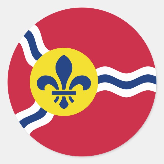 Adesivo Redondo Sticker with Flag of Rua Louis, Missouri (Frente)