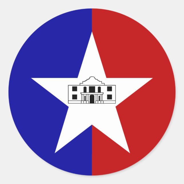 Adesivo Redondo Sticker with Flag of San Antonio, EUA (Frente)