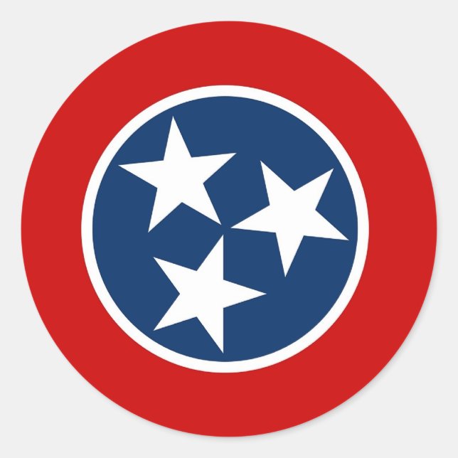 Adesivo Redondo Sticker with Flag of Tennessee (Frente)