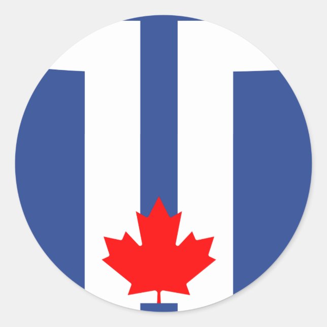Adesivo Redondo Sticker with Flag of Toronto, Canada (Frente)