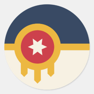 Adesivo Redondo Sticker with Flag of Tulsa, Oklahoma