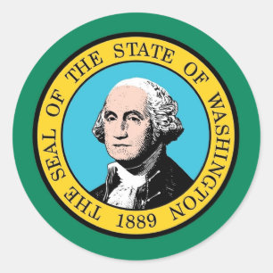 Adesivo Redondo Sticker with Flag of Washington
