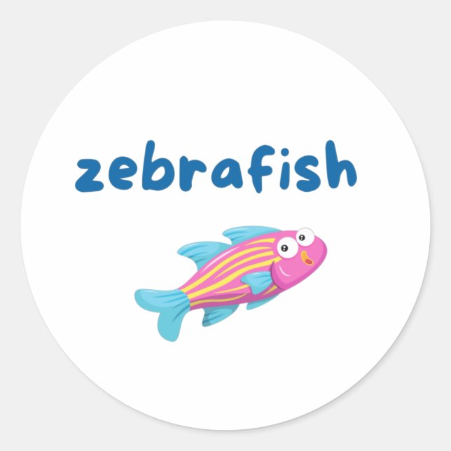 Adesivo Redondo Sticker Zebrafish (Frente)