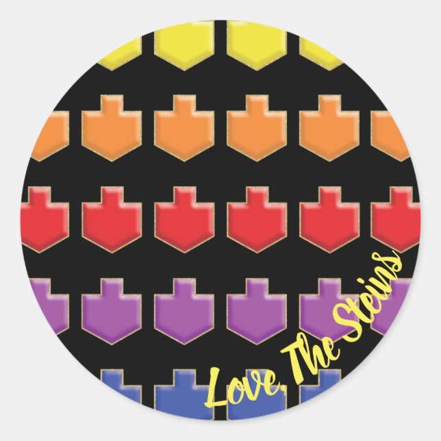 Adesivo Redondo Stickers "3D Dreidels" Happy Chanukah (Frente)