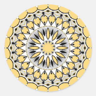 Adesivo Redondo Stickers Amarelos Mandala (Design 1)