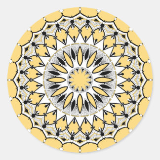 Adesivo Redondo Stickers Amarelos Mandala (Design 1)