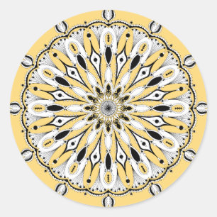 Adesivo Redondo Stickers Amarelos Mandala (Design 2)