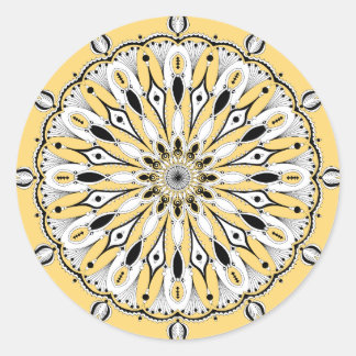 Adesivo Redondo Stickers Amarelos Mandala (Design 2)