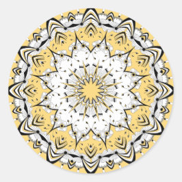 Adesivo Redondo Stickers Amarelos Mandala (Design 3)