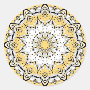 Adesivo Redondo Stickers Amarelos Mandala (Design 3)