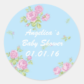 Adesivo Redondo stickers baby shower for girl vintage pink/blue