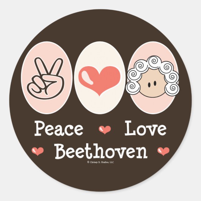 Adesivo Redondo Stickers Beethoven com Paz (Frente)