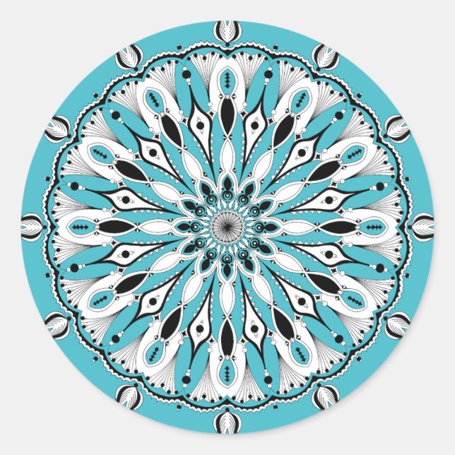 Adesivo Redondo Stickers Blue Mandala (Design 2) (Frente)