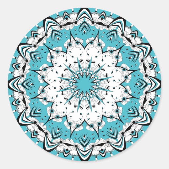 Adesivo Redondo Stickers Blue Mandala (Design 3) (Frente)