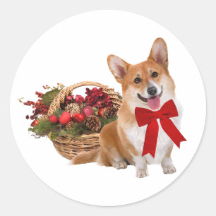 Adesivo Redondo Stickers "Christmas Corgi"