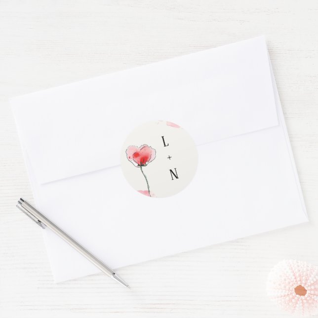 Adesivo Redondo Stickers "Coquelicots" (Envelope)