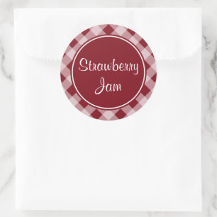 Adesivo Redondo Stickers Country Red Gingham Kitchen