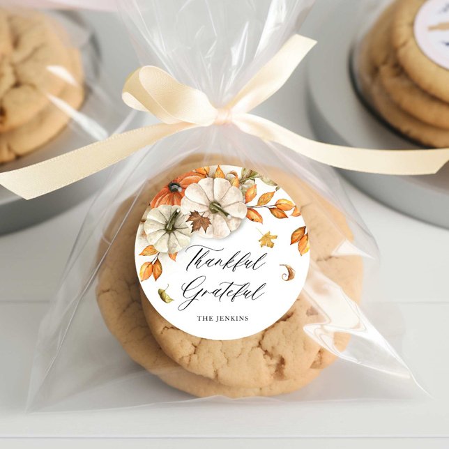 Adesivo Redondo Stickers da Família Rustic de Ação de Graças (Rustic thanksgiving round sticker)