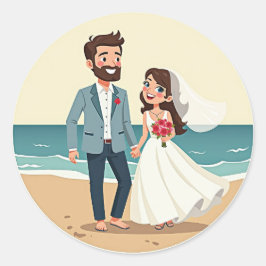 Adesivo Redondo Stickers De Amor De Casamento De Praia