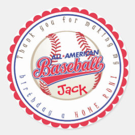 Adesivo Redondo Stickers de aniversário de beisebol