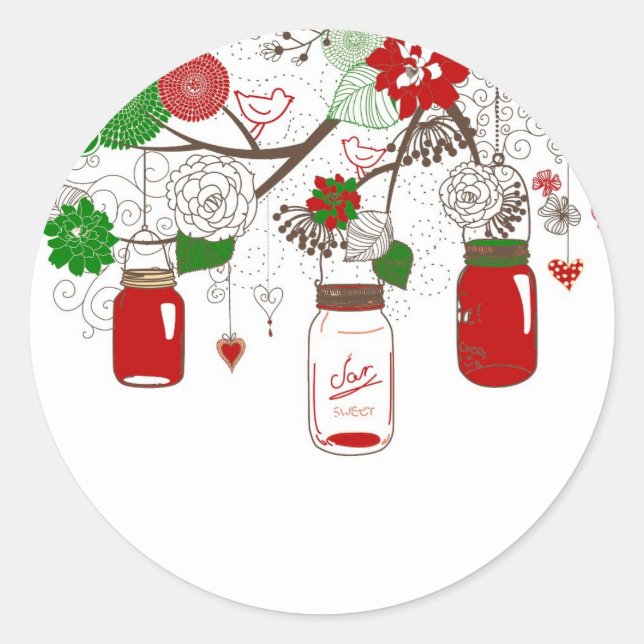 Adesivo Redondo Stickers de Natal do Country Mason Jar (Frente)