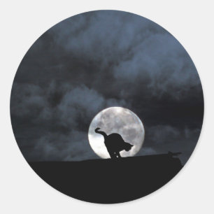 Adesivo Redondo Stickers do Dia das Bruxas de Gato Negro