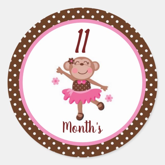 Adesivo Redondo Stickers do mês de bebê (Frente)