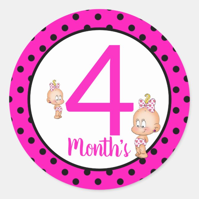 Adesivo Redondo Stickers do mês de bebê (Frente)